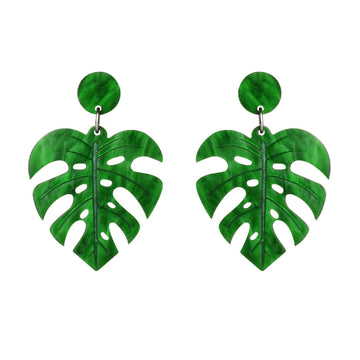 Leaf Shape Resin Earrings with Stud Style