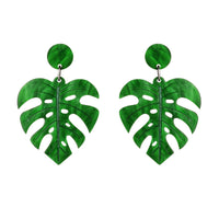 Leaf Shape Resin Earrings with Stud Style