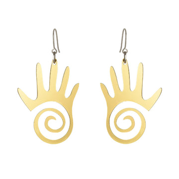Mirroring Effect Palm Resin Earrings with Hook Style