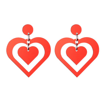 Romantic Two Hearts Stud Earrings - Heart Shape Jewelry for Women