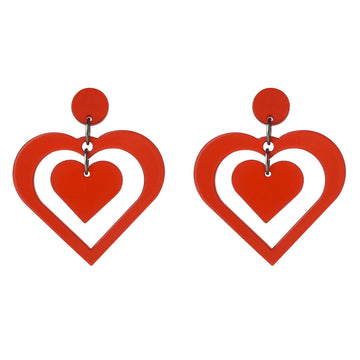 Romantic Two Hearts Stud Earrings - Heart Shape Jewelry for Women