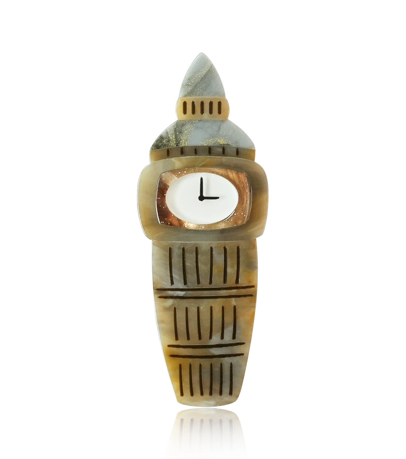 Tea Time Tower Brooch For European Cultural tourism