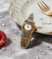 Tea Time Tower Brooch For European Cultural tourism