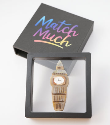 Tea Time Tower Brooch For European Cultural tourism