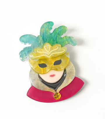 Venetian Masquerade Brooch For European Cultural tourism