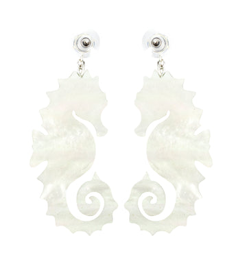 Icy Blue Glitter Seahorse Earrings