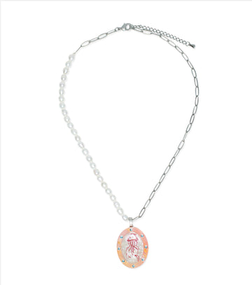 Pink Swimmer Jellyfish Necklace