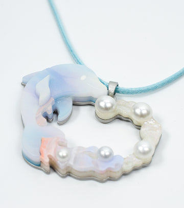 Pearl Heart Dolphin Necklace